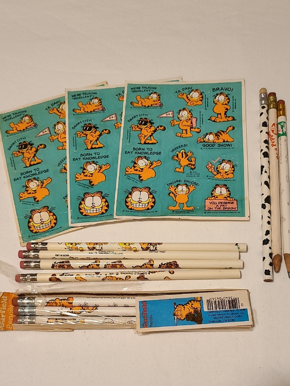Garfield Stickers and Pencils, 7up Dr. Pepper, Vintage 1978